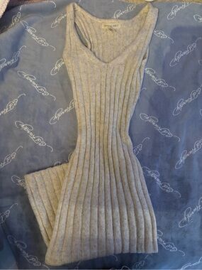 Happy Grey Ribbed Knit Tank Dress in Light Gray